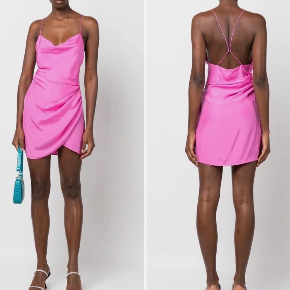Gauge81 Pink Silk Satin Mini Dress